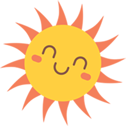 Smiling yellow and orange sun art